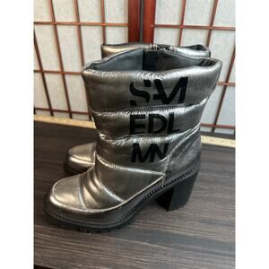 Sam Edleman Susie Puffer waterproof Boots Silver pewter size 9